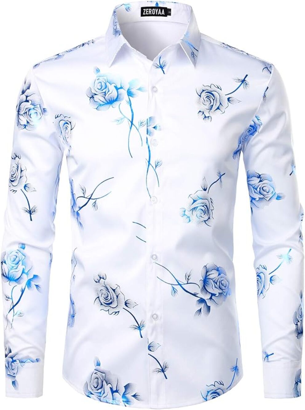 BRAND NEW***- Men's Dress Shirt- Iridescent Blue Floral with White
